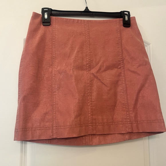 Free People Dresses & Skirts - Free People faux leather pink mini skirt size 4